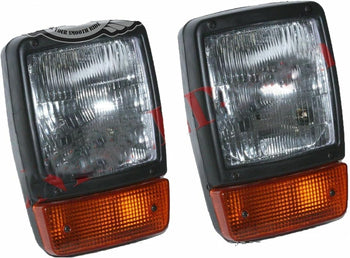 TAURISH Front Headlight Headlamp + Indicator Assembly Pair & H4 12v Bulb JCB Dumpers