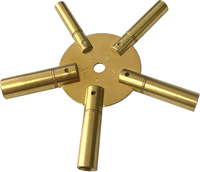 2-10 & 3-11 Clock Key Set : Winged Brass Spider Star Pair - Odd & Even (110)