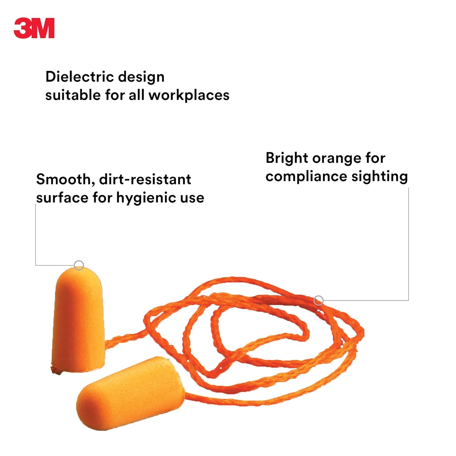 3M OCS1110 Foam Earplugs Corded (Case of 500)