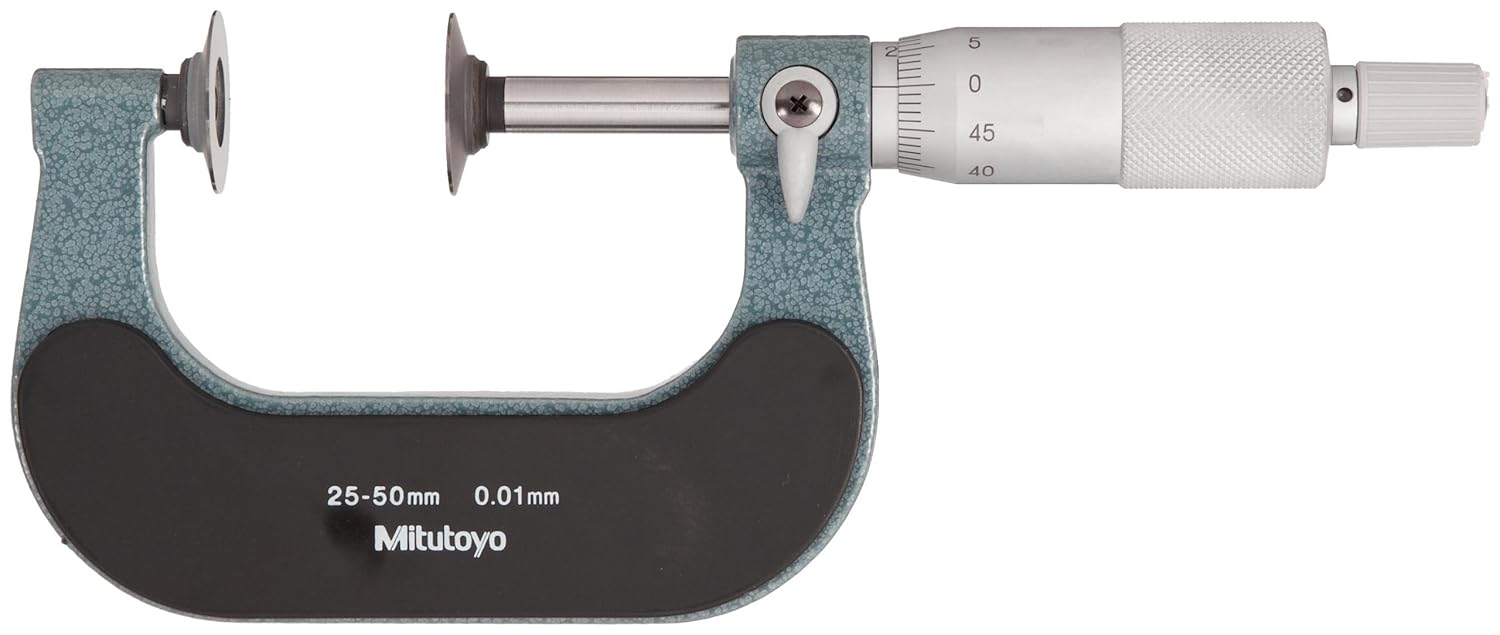 Mitutoyo 123-110 Disk Micrometer, Ratchet Stop, 225-250mm Range, 0.01mm Graduation, +/-0.009mm Accuracy