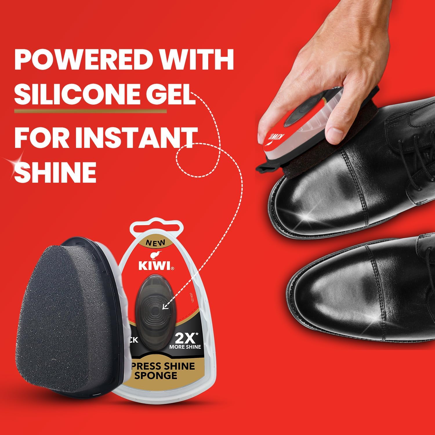 KIWI Black Rectangular Shoe Shine Sponge - Express Shine, 51.0mm (H) x 76.0mm (L) x 51.0mm (W), Quick and Easy Application, 1 Count