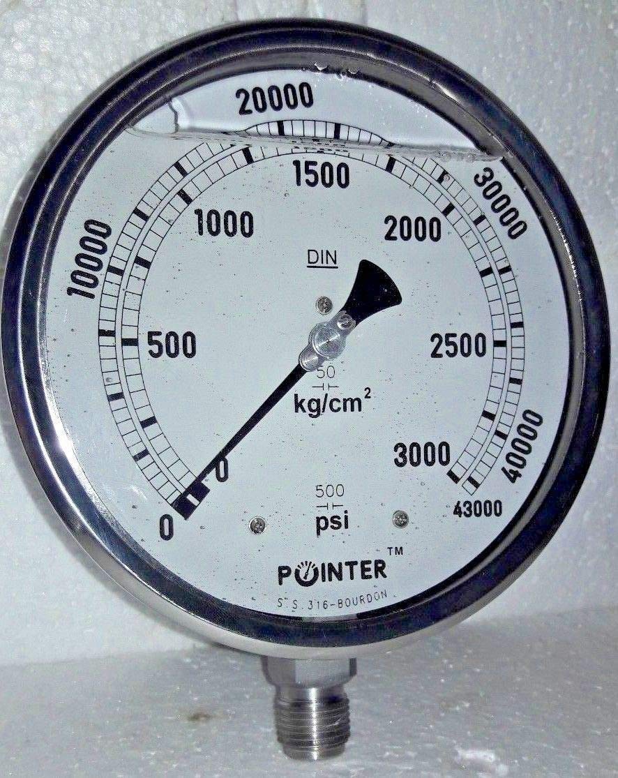 High Pressure Gauge Dual Scale 0-3000 BAR /0-43000 PSI Ideal for Common Rail New