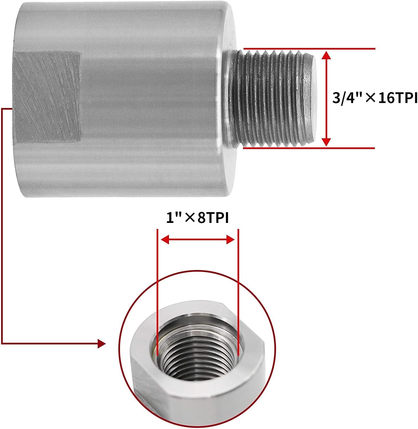 Woodworking Lathe Headstock Spindle Adapter 3/4'' X 16 TPI TO 1'' X 8 TPI - New