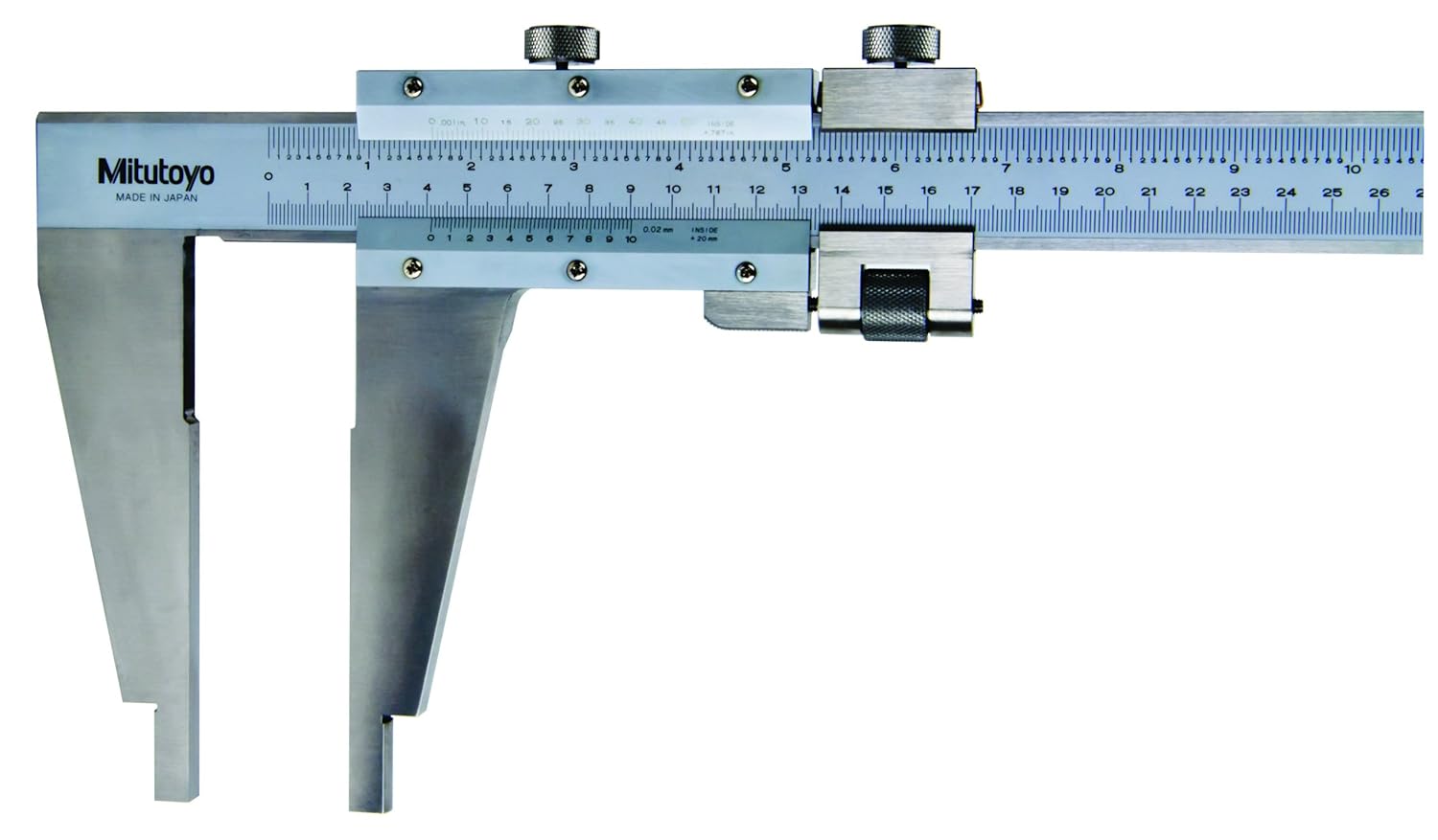 Mitutoyo 160-151 Vernier Caliper, Stainless Steel, Nib Style Jaw, Inch/Metric, 0-18" Range, +/-0.002" Accuracy, 0.001" Resolution