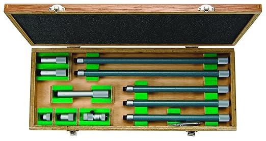 Mitutoyo 137-206 Tubular Vernier Inside Micrometer, Extension Rod Type, Carbide Tipped Face, 50-150mm Range, 0.01mm Graduation, +/-0.009mm Accuracy, 3 pcs Extension Rods
