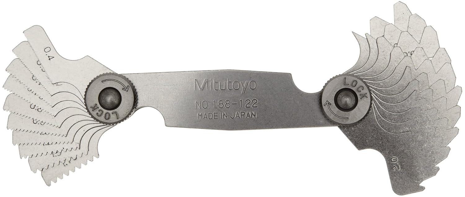 Mitutoyo - 504-188-122 188-122, Screw Pitch Gage, 0.4mm to 7mm, 21 Leaves