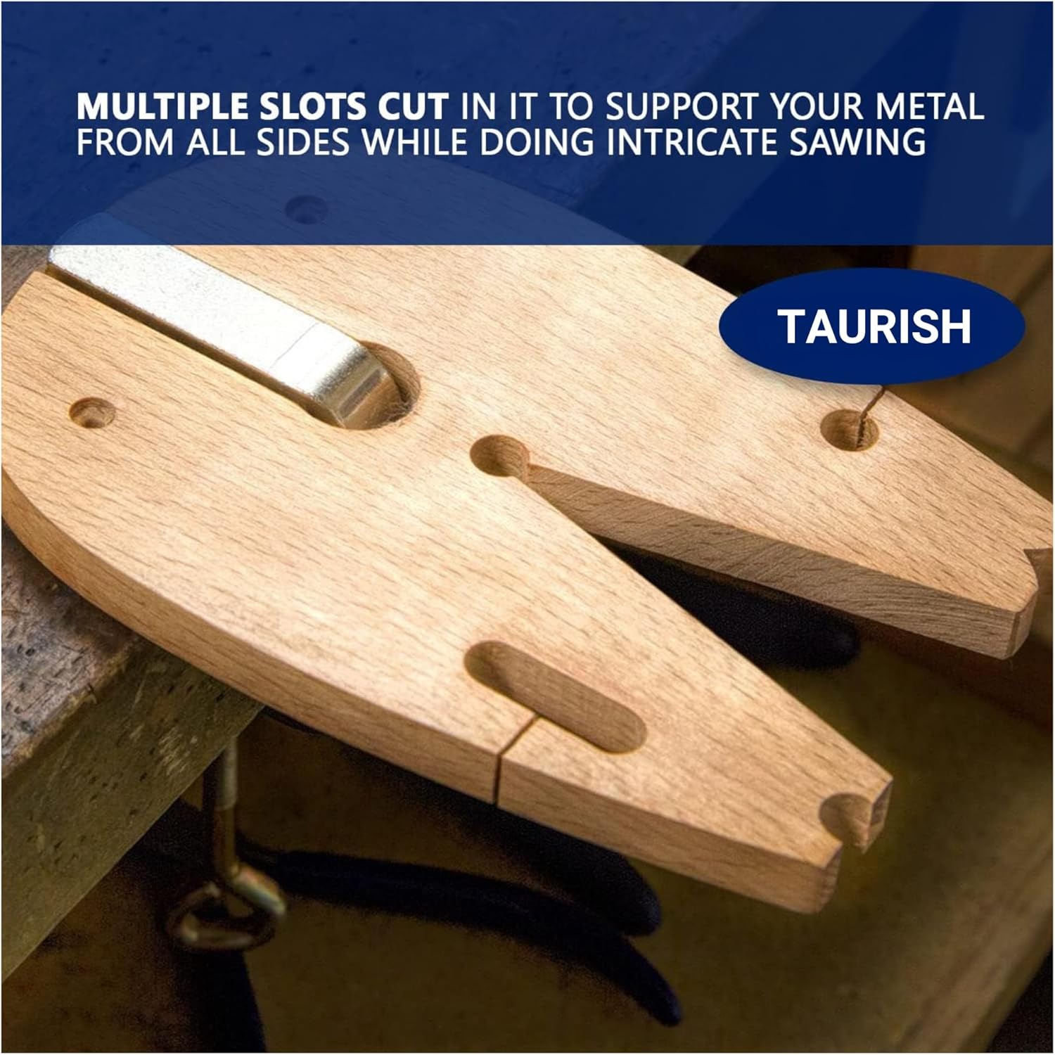 TAURISH V-Slot Bench Pin with C-Clamp Jewelry Making Tool Metalsmith Workbench For Sawing, Filing, and Crafting