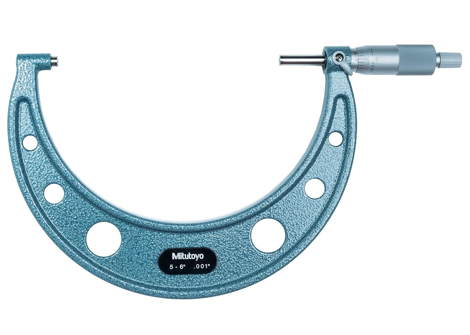 Mitutoyo 103-182 Outside Micrometer, Baked-enamel Finish, Ratchet Stop, 5-6" Range, 0.001" Graduation, +/-0.00015" Accuracy