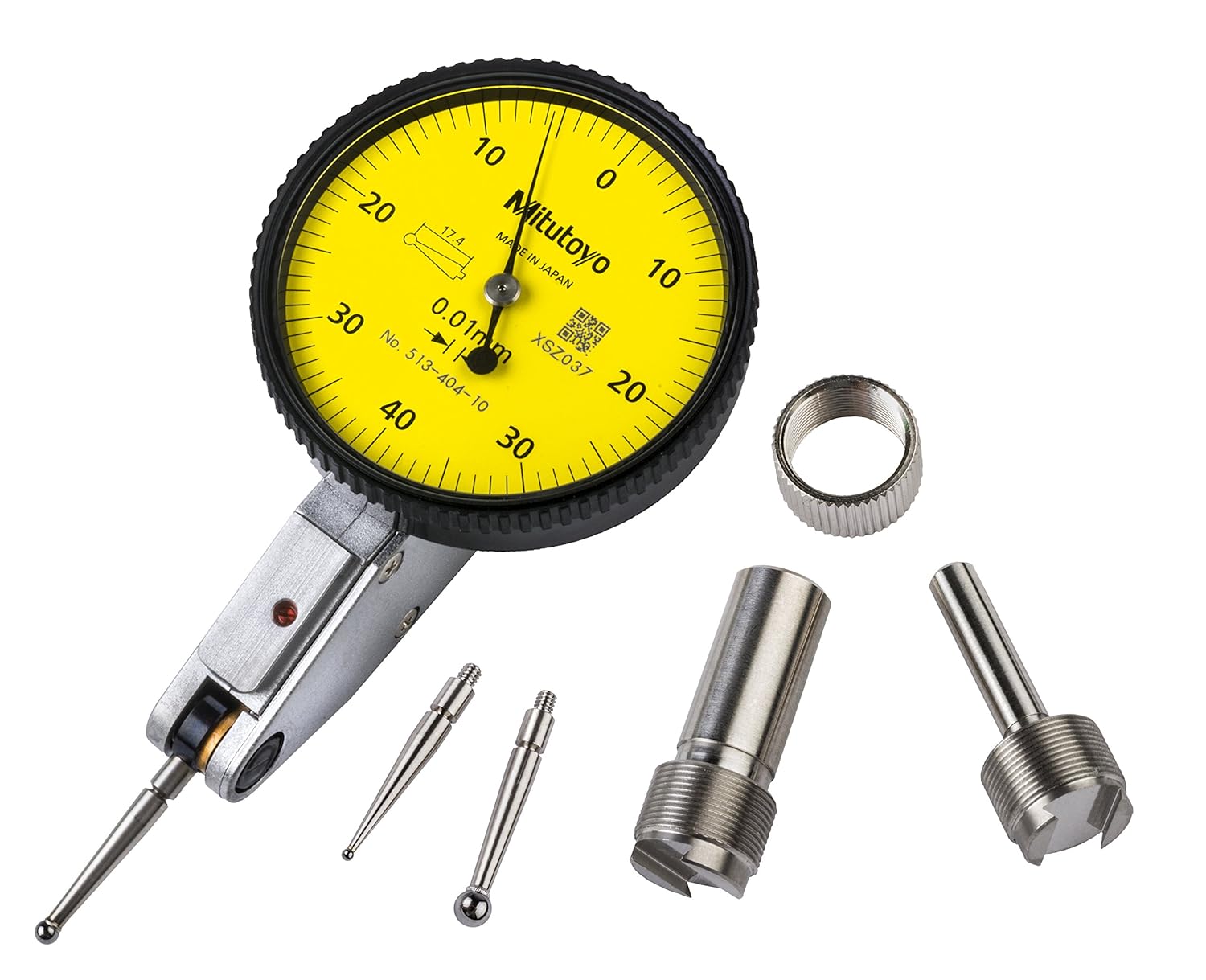 Mitutoyo 513-404-10A DIAL TI, MID, STD 0.8 mm, 3 ?m Accuracy, 0.01 mm, Yellow
