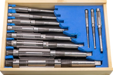CME 11 pc Adjustable Hand Reamer Set, M2 High-Speed Steel, 15/32"-17/32" to 1 11/32"-1 1/2" Reamer Sizes, Straight Flute