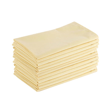 Cloth Cotton Napkin Set of 12 Cotton+Linen Blend Fine Solid Fabric Soft Reusable Washable Tailored with Mitered Corners Dinning Table Clothes Napkins (21x21 Inch- 53.5x53.5 cm) Long - Yellow