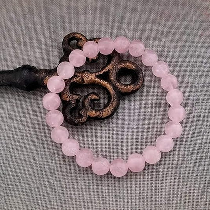 Natural Rose Quartz Healing Crystal Bracelet for Women 8mm Beads, Stretchable Cord, Calming Gemstone Jewelry, Perfect Gift for Emotional Healing & Self-Love Pack of 2