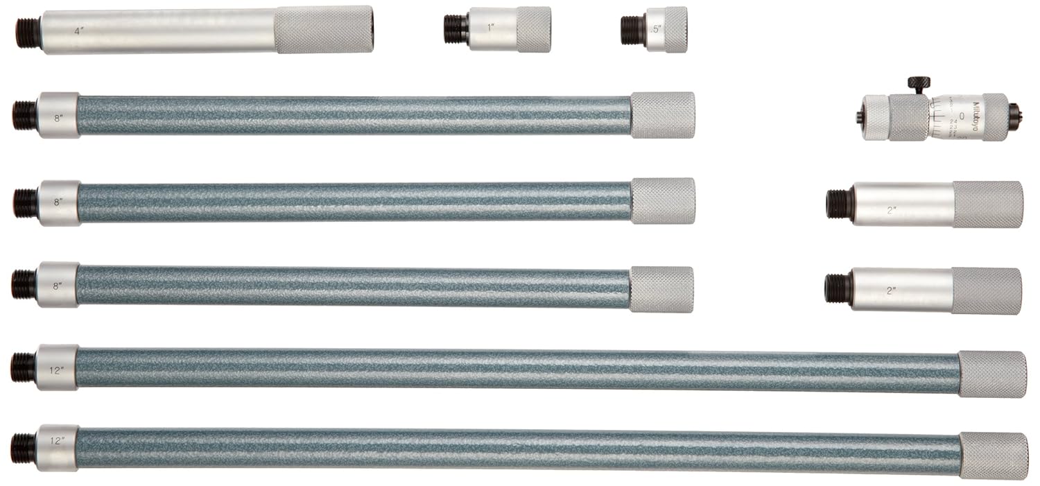 Mitutoyo 137-012 Tubular Vernier Inside Micrometer, Extension Rod Type, 2-2.5" Range, 0.001" Graduation, +/-0.00017" Accuracy