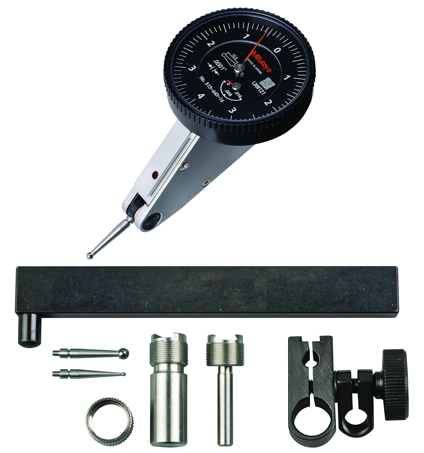 Mitutoyo 513-443-16T DIAL TI, Full, TILT 0.016", 0.00004" Accuracy, 0.0001", Black