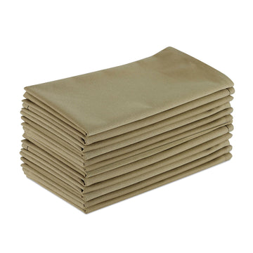 Cotton Cloth Napkin Set of 12 Cotton+Linen Blend Fine Solid Fabric Soft Reusable Washable Tailored with Mitered Corners Dinning Table Clothes (21x21 Inch- 53.5x53.5 cm) Long - Palette Khaki