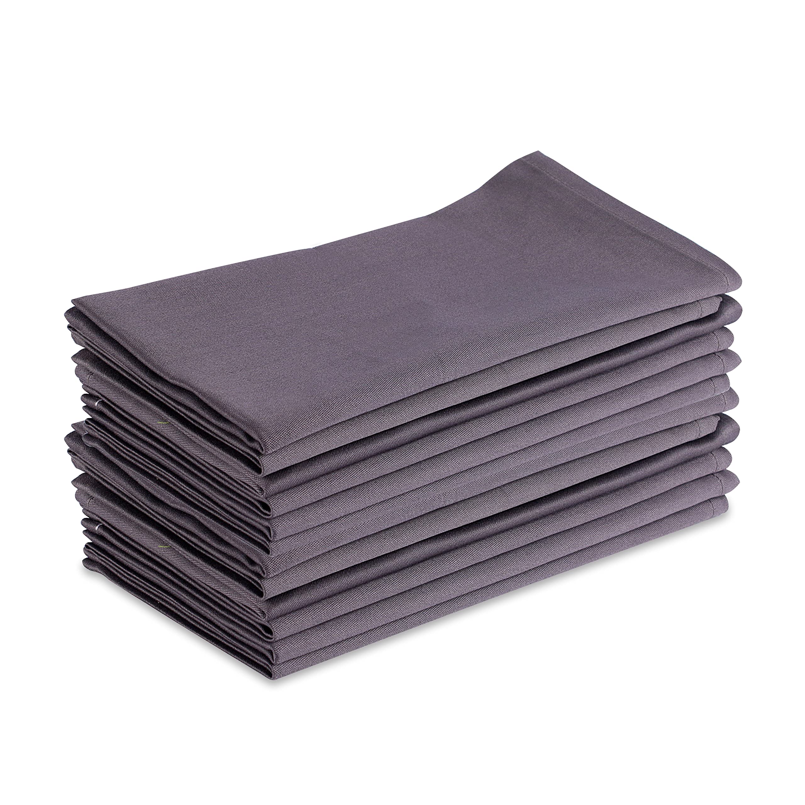 Cloth Napkin Set of 12 Cotton Blend Fine Solid Fabric Soft Reusable Washable Tailored with Mitered Corners Dinning Table Clothes (21x21 Inch- 53.5x53.5 cm) Long - Steel Grey