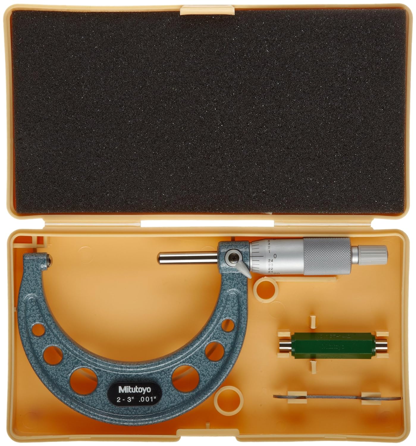 Mitutoyo 115-153 Spherical Face Micrometer, Ratchet Stop, 0-1" Range, 0.0001" Graduation, +/-0.00015" Accuracy, Flat Spindle