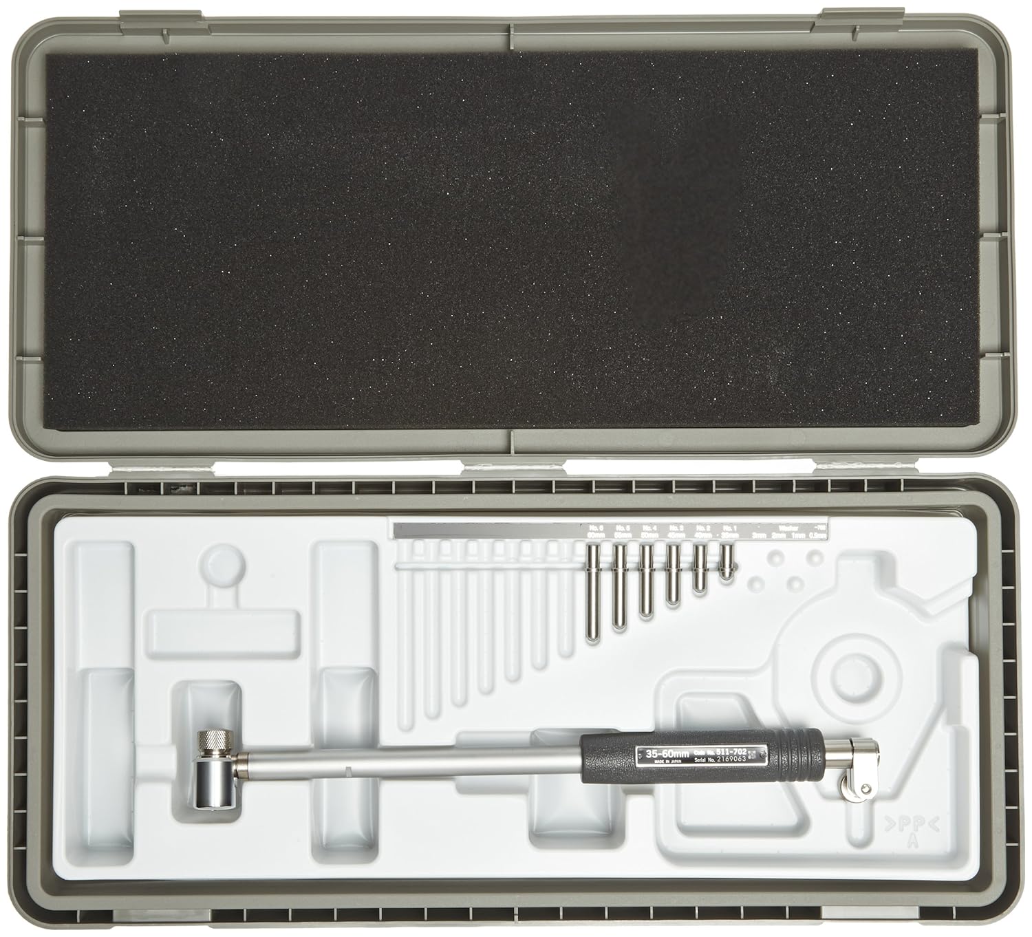 Mitutoyo 511-702 Bore Gage without Indicator, 35-60mm Range, 8mm Gage Stem Diameter
